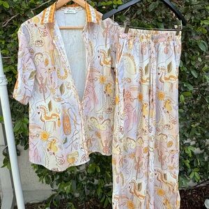 Colorful Animal Print Shirt and Pants Set